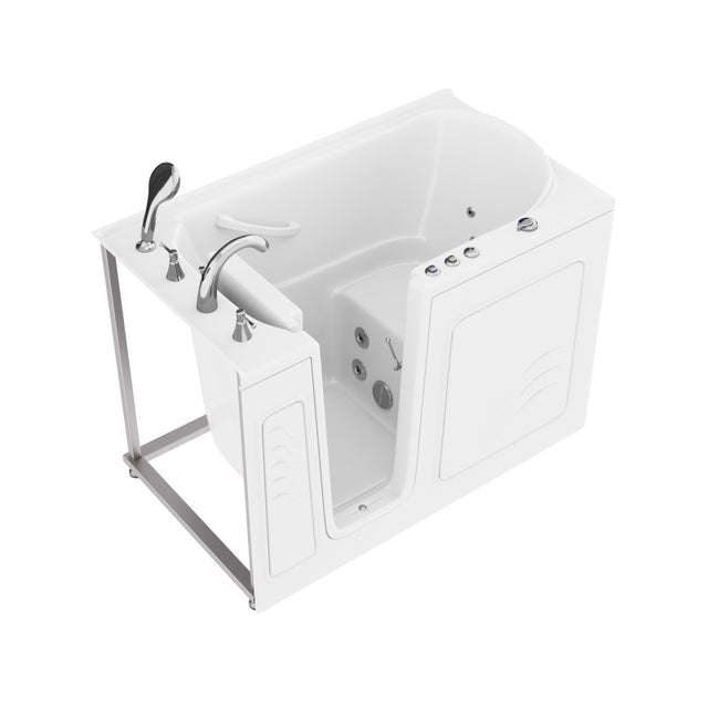 ANZZI 30 in. x 53 in. Left Drain Quick Fill Walk-In Whirlpool Tub with Powered Fast Drain in White AMZ3053LWH