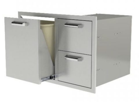 260 Series 32-Inch Double Drawer & Roll-Out Trash/Propane Bin On Right Combo - RO BBQ | BBQ-260-DDC-TR-R