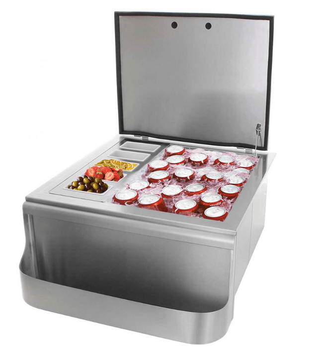 260 Series 18-Inch Slide-In Ice Bin Cooler With Speed Rail & Condiment Holder - RO BBQ | BBQ-260-18SI