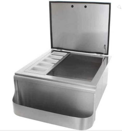 260 Series 25-Inch Slide-In Ice Bin Cooler With Speed Rail & Condiment Holder - RO BBQ | BBQ-260-SI