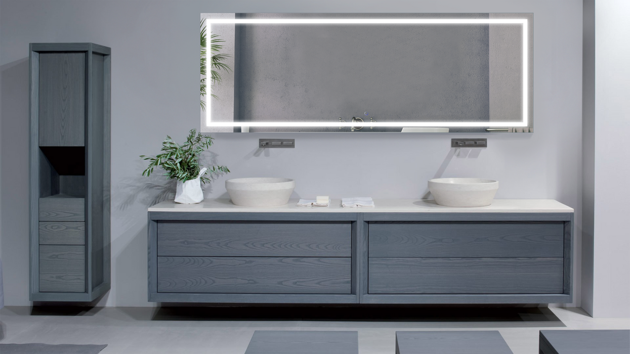 Krugg Icon 84″ X 30″ LED Bathroom Mirror w/ Dimmer & Defogger | Large Lighted Vanity Mirror