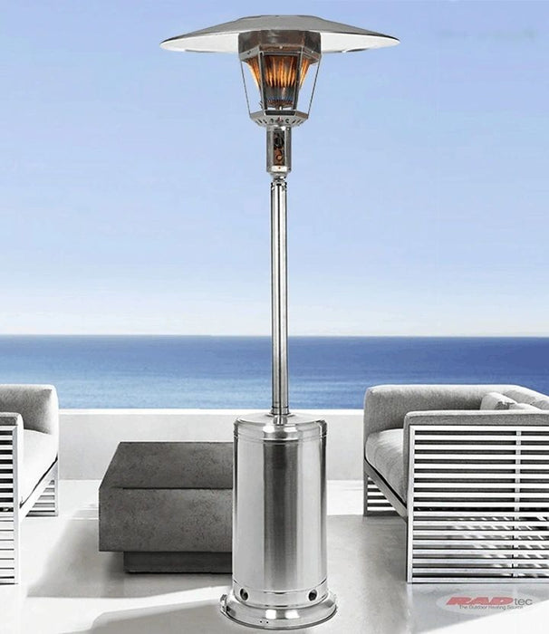 Radtec Two Pack: 96" Real Flame Propane Patio Heaters - Stainless Steel Finish (41,000 BTU)