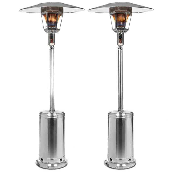 Radtec Two Pack: 96" Real Flame Propane Patio Heaters - Stainless Steel Finish (41,000 BTU)