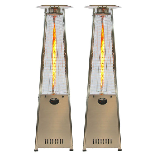 Radtec Two Pack: 93" Pyramid Flame Propane Patio Heaters - Stainless Steel Finish (41,000 BTU)
