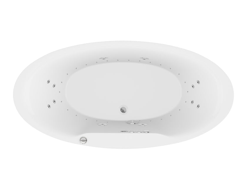 AnzziHeidi Series 67 in. x 34 in. Acrylic Combination 50 Gallon Capacity Freestanding Bathtub with Center Drain in White  FT-AZ101