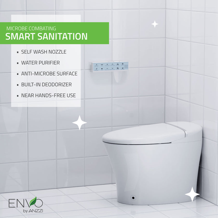 Anzzi ENVO Aura Elongated 1.28 GPF Smart Bidet Toilet TL-STSF851WH