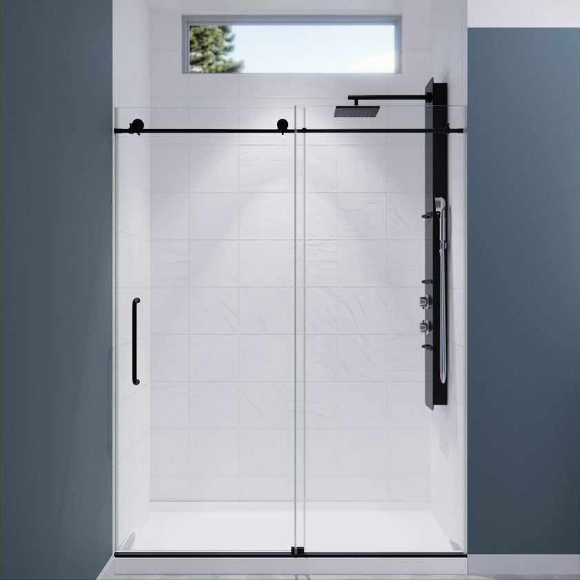 ANZZI Madam Series 56 to 60 in. x 76 in. Frameless Sliding Shower Door SD-AZ13-02MB