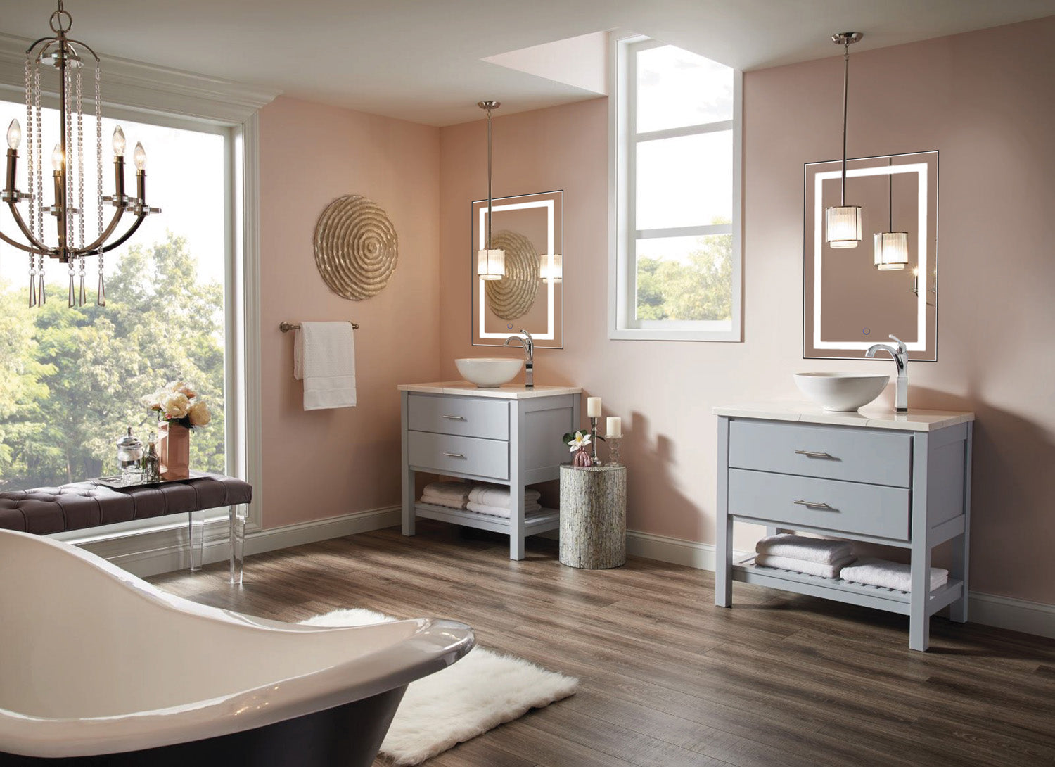 Krugg Icon 24″ x 36″ LED Bathroom Mirror With Dimmer & Defogger | Lighted Vanity Mirror