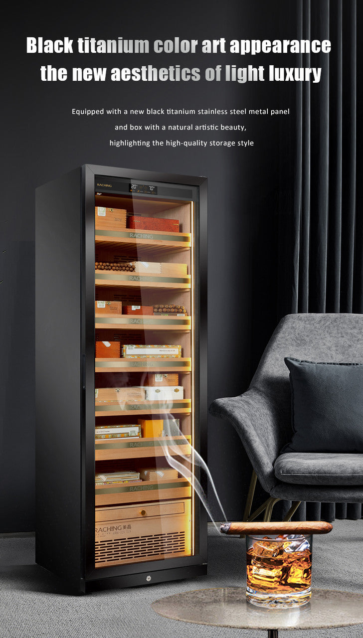 (Discontinued) Raching MON3800A Climate Control Black Titanium Stainless Steel 1,800-Cigar Electric Humidor