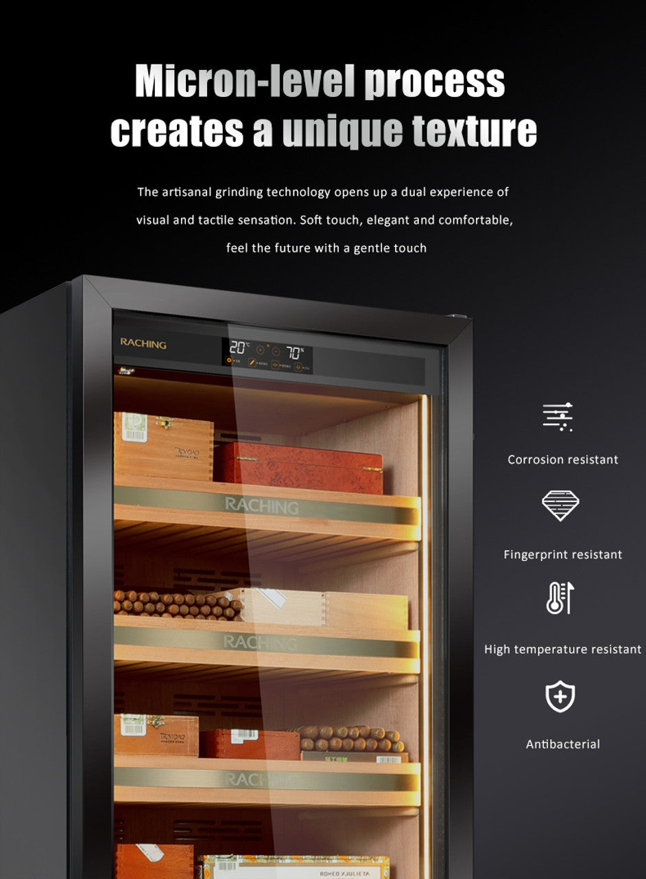 (Discontinued) Raching MON3800A Climate Control Black Titanium Stainless Steel 1,800-Cigar Electric Humidor