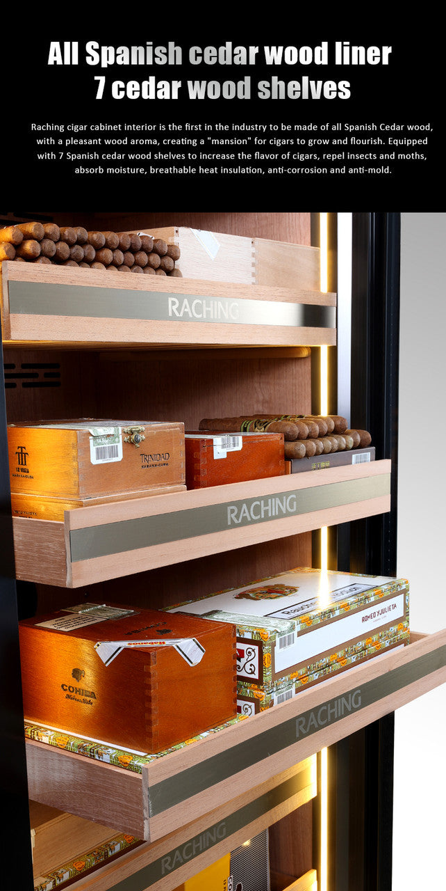 (Discontinued) Raching MON3800A Climate Control Black Titanium Stainless Steel 1,800-Cigar Electric Humidor