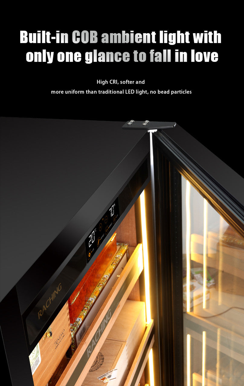 (Discontinued) Raching MON3800A Climate Control Black Titanium Stainless Steel 1,800-Cigar Electric Humidor