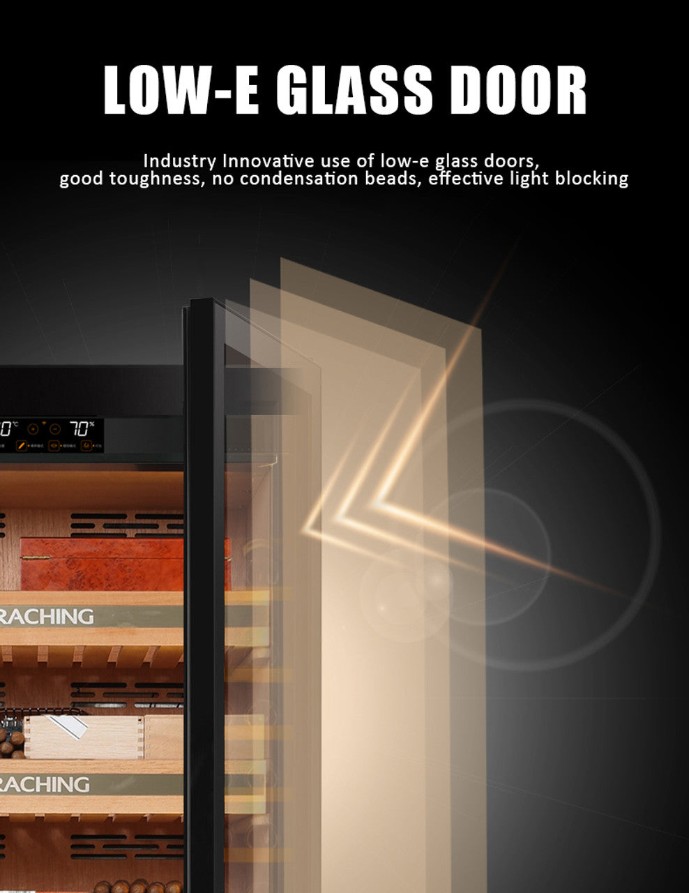 (Discontinued) Raching MON3800A Climate Control Black Titanium Stainless Steel 1,800-Cigar Electric Humidor