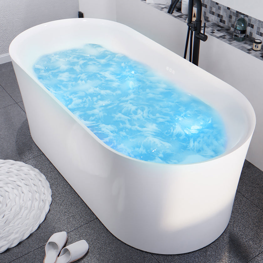 Anzzi Jericho Series 67 in. x 32 in. Flat Bottom Acrylic Freestanding Air Jetted Bathtub FT-AZ067