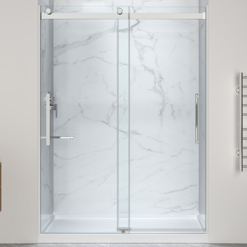 Anzzi Stellar Series 76 in. x 57-60 in. Sliding Frameless Shower Door SD-5902201C-MB