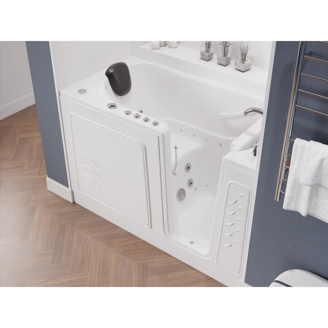 ANZZI 30 in. x 60 in. Right Drain Quick Fill Walk-In Whirlpool and Air Tub with Powered Fast Drain in White AMZ3060WIRWD