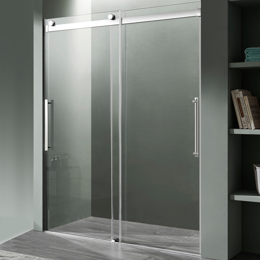 ANZZI Stellar Series 57 to 60 in. x 76 in. Sliding Frameless Shower Door SD-FRLS05902MB