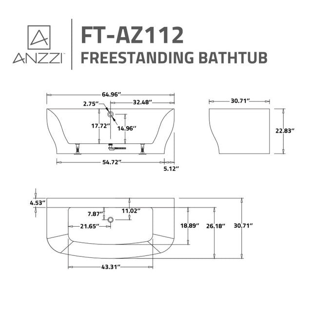 ANZZI Bank Series 5.41 ft. Freestanding Bathtub  FT-AZ112
