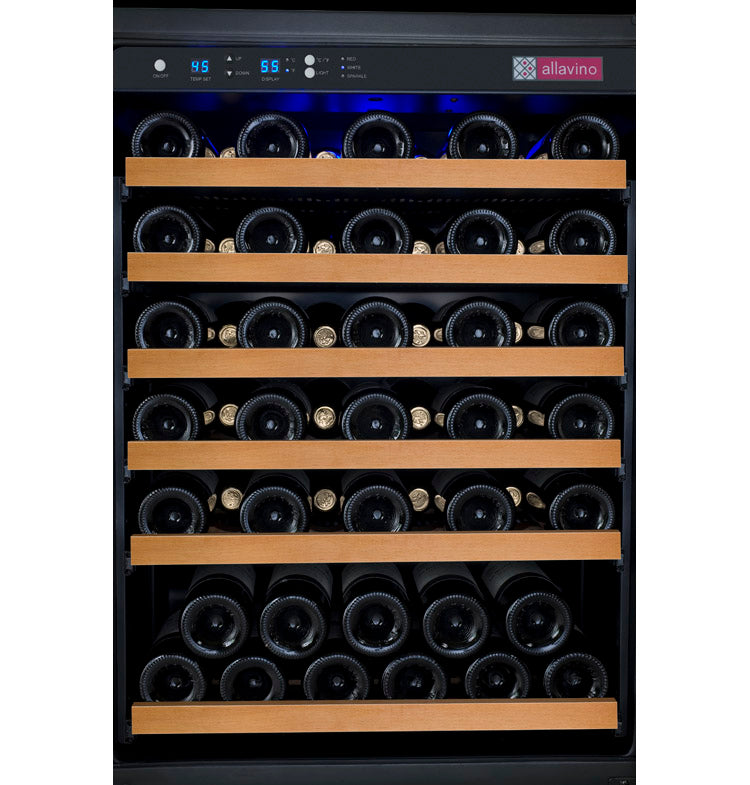 Allavino FlexCount Series 56 Bottle Single Zone Built-In Wine Refrigerator with Black Door - Right Hinge AO VSWR56-1BR20