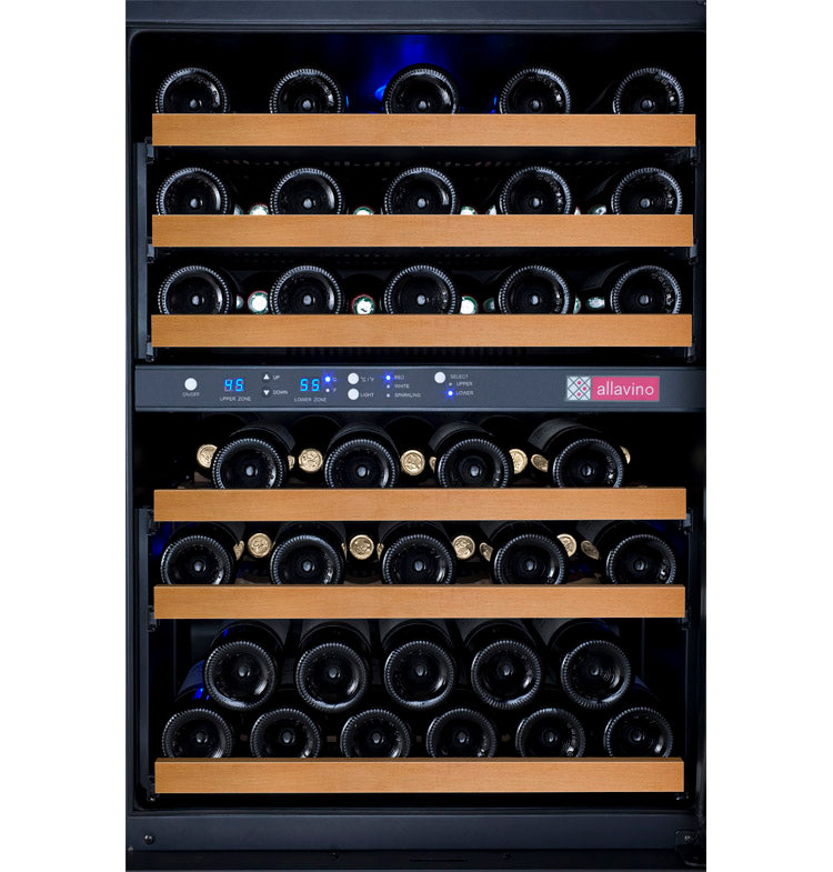 Allavino 47" Wide FlexCount II Tru-Vino 112 Bottle Four Zone Black Side-by-Side Wine Refrigerator  BF 2X-VSWR56-2B20