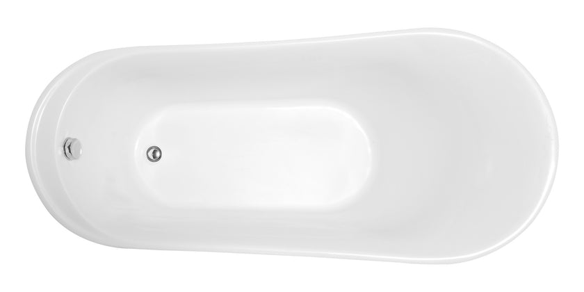 Anzzi Prima Series 67 in. x 31 in. Flat Bottom Acrylic Freestanding Soaking Bathtub with Center Drain in Glossy White FT-AZ095