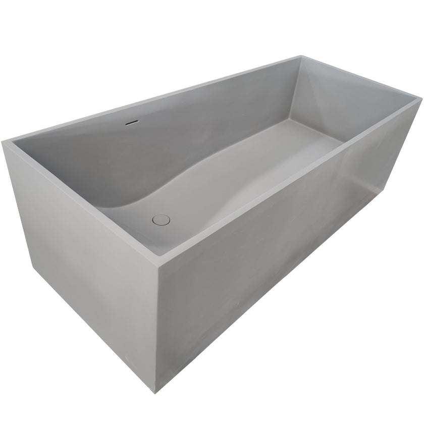 Anzzi Palace Series 67 in. x 32 in. Flat Bottom Solid Surface Freestanding Soaking Bathtub with Reversible Drain in Slate Gray FT-AZ517