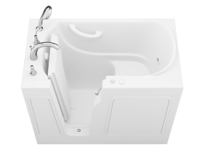 ANZZI Value Series 26 in. x 46 in. Left Drain Quick Fill Walk-in Whirlpool Tub in White AZB2646LWH