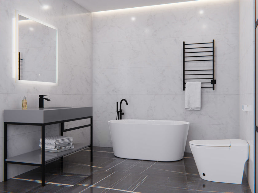 ANZZI Chand Series 55" - 67" Flat Bottom Freestanding Soaker Tub FT-AZ098-55