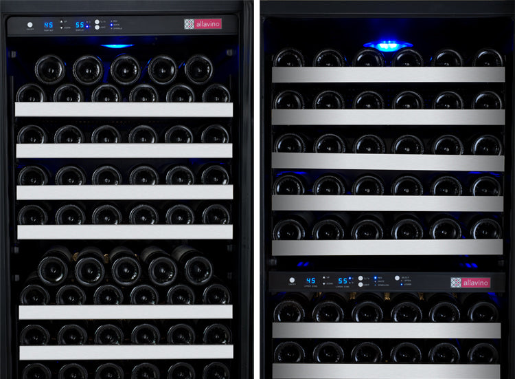 Allavino 47" Wide FlexCount II Tru-Vino 349 Bottle Three Zone Stainless Steel Side-by-Side Wine Refrigerator BF 3Z-VSWR7772-S20