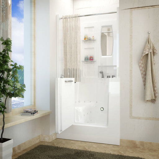 MediTub 3140 Walk-In-Tub 31 x 40 Right Drain White Bathtub with Shower Stall Option 3140RWS-2