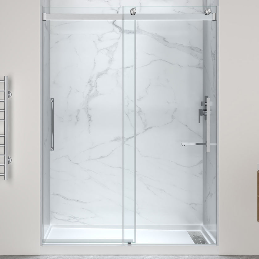 ANZZI Stellar Series 76 in. x 45-48 in. Sliding Frameless Shower Door SD-5901103C-BN
