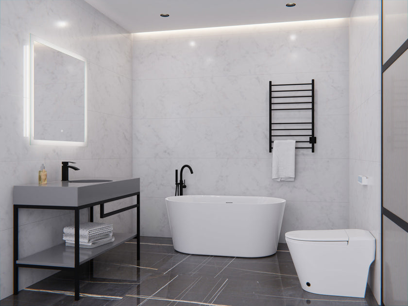 ANZZI Chand Series 55" - 67" Flat Bottom Freestanding Soaker Tub FT-AZ098-55