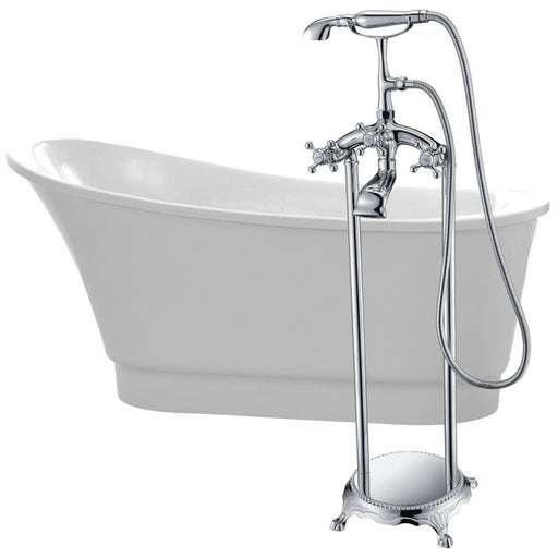 ANZZI Prima 67 in. Acrylic Flatbottom Non-Whirlpool Bathtub with Tugela Faucet  FTAZ095-0052C