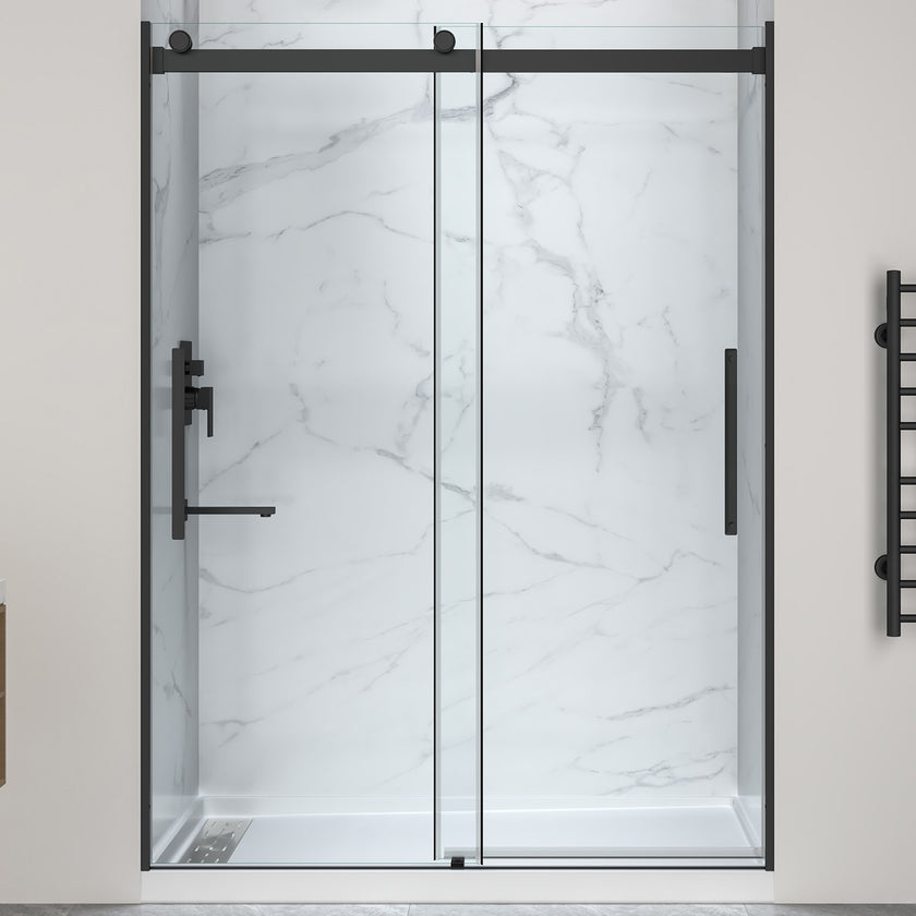 Anzzi Stellar Series 76 in. x 57-60 in. Sliding Frameless Shower Door SD-5902303R-MB