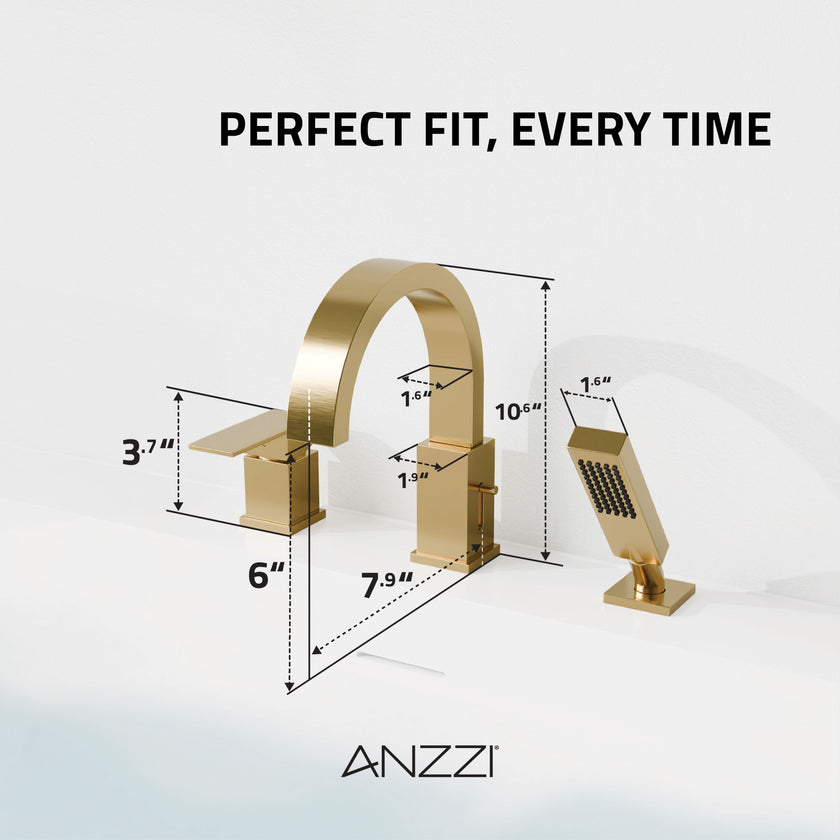 ANZZI Bank Series 65 in. x 31 in. Flat Bottom Acrylic Freestanding Soaking Bathtub with Center Drain and Faucet FT-AZ112