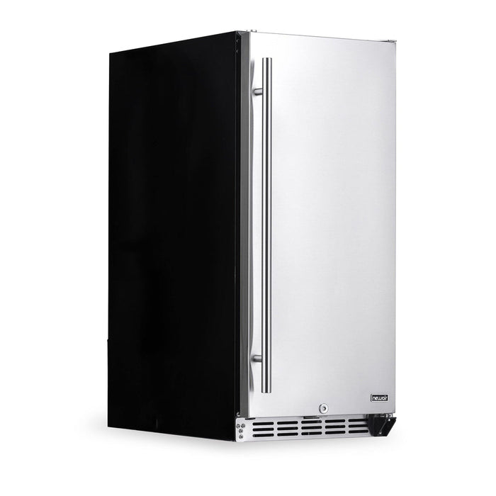 Newair 15” Built-in 90 Can Outdoor Beverage Fridge in Weatherproof Stainless Steel with Auto-Closing Door and Easy Glide Casters