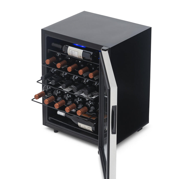 Newair Freestanding 23 Bottle Compressor Wine Fridge in Stainless Steel, Adjustable Racks and Exterior Digital Thermostat 