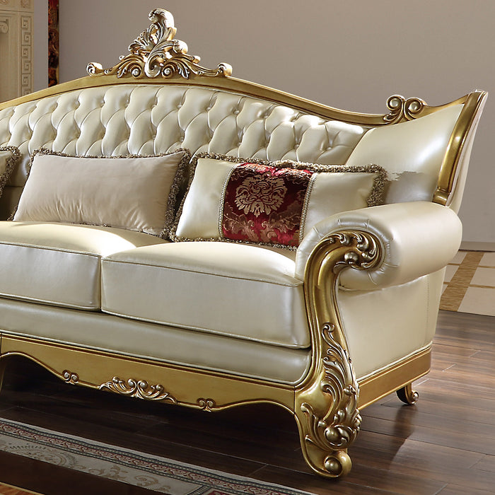 Homey Design Leather Antique Gold Sectional Sofa HD-132 - 3PC