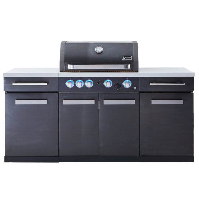 Mont Alpi 957 Natural Gas Island Grill - Black Stainless Steel - MA-957