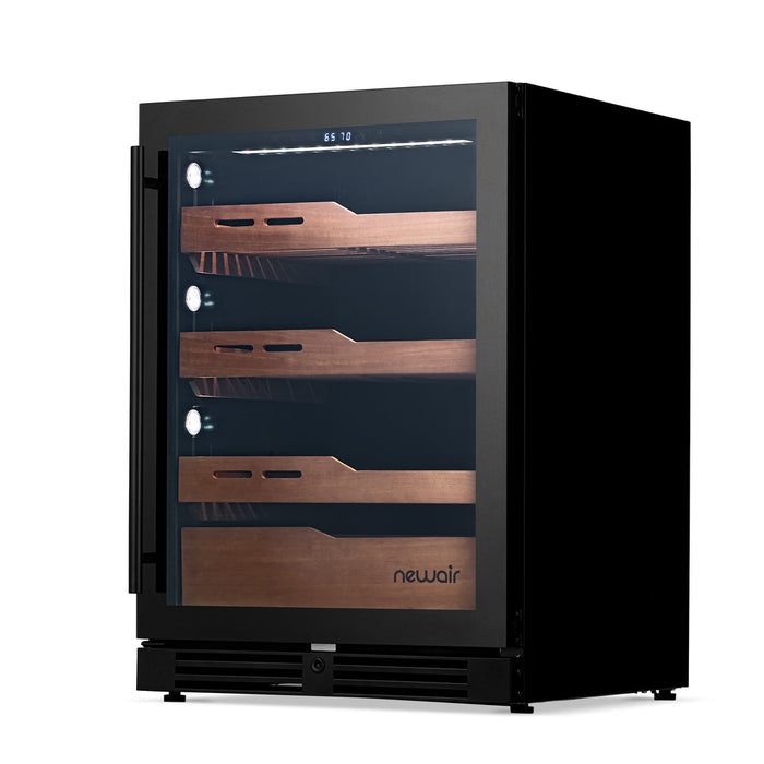 Newair 1,500 Count Electric Cigar Humidor, Built-in Humidification System with Opti-Temp™ Heating and Cooling Function, Built-In or Freestanding Design, Precision Temperature, LED Lighting, and Peek-In™ Spanish Cedar Drawers
