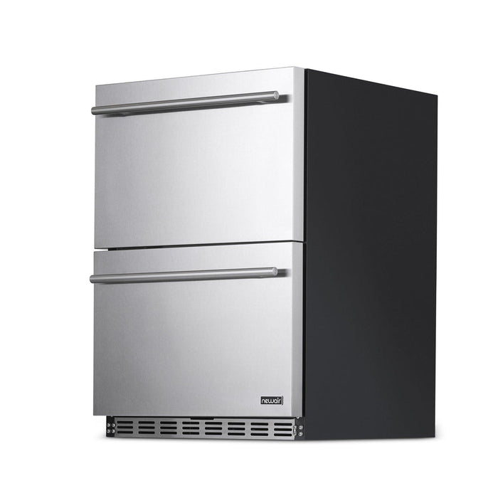 Newair 24” Outdoor Wine and Beverage Dual Drawer Fridge, 20 Bottle and 80 Can Capacity Built-in or Freestanding