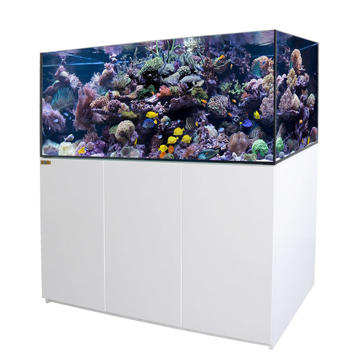 Aqua Dream 185 Gallon Coral Reef Aquarium Tank with Ultra Clear Glass and Built in Sump All White REEF-1500-WT