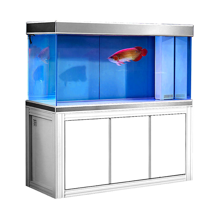 Aqua Dream 200 Gallon Tempered Glass Aquarium White and Silver AD-1560-WS