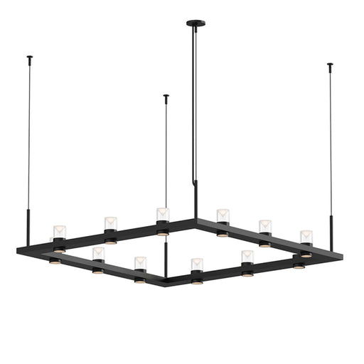 Foundry Intervals 4' Square Led Pendant With Clear W/Cone Uplight Trim In Satin Black