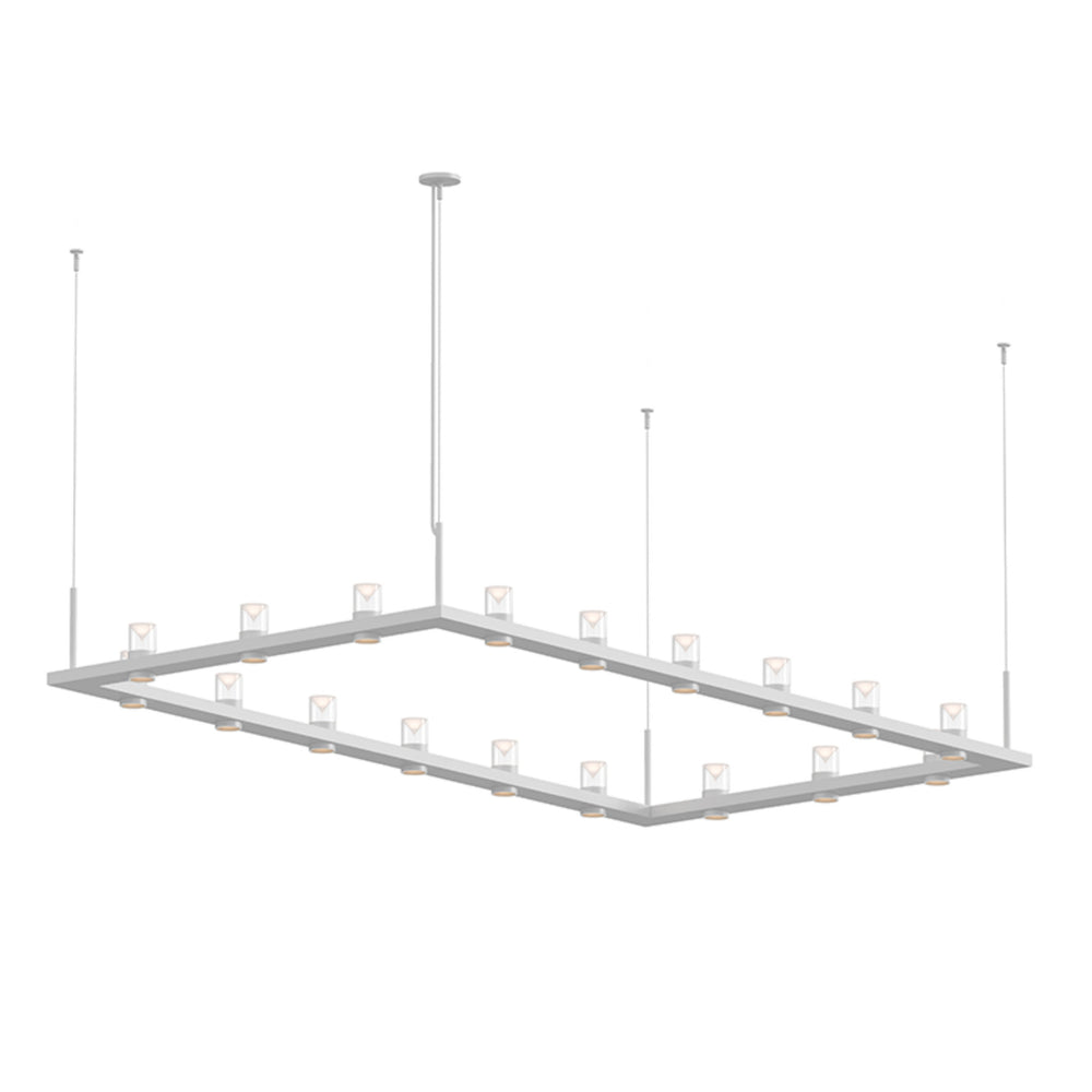 Foundry Intervals 4'x8' Rectangle Led Pendant With Clear W/Cone Uplight Trim In Satin White