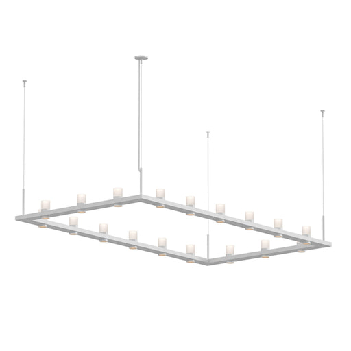 Foundry Intervals 4'x8' rectangle led pendant Etched Cylinder Uplight  Trim In Satin White