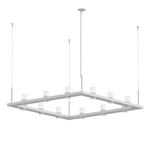 Foundry Intervals 4' Square Led Pendant With Clear W/Cone Uplight Trim In Satin White