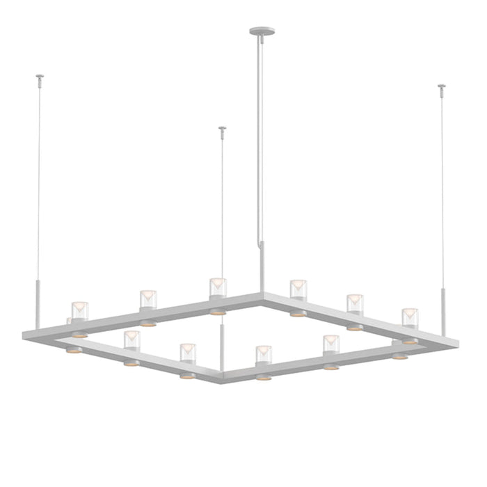 Foundry Intervals 4' Square Led Pendant With Clear W/Cone Uplight Trim In Satin White