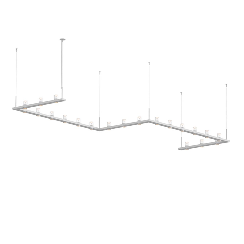 Foundry Intervals 4'x16' Zig Zag Led Pendant With Clear W/Cone Uplight Trim In Satin White