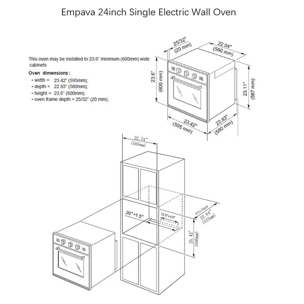Empava 24WOA01 24 in. Electric Single Wall Oven (DISCONTINIUED)